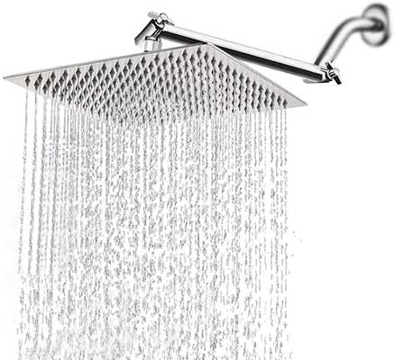 Rainfall Shower Head with Adjustable Extension Arm