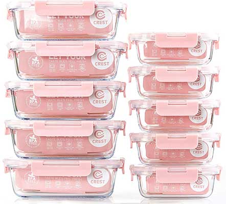 10 Pack Glass Meal Prep Containers, Food Storage