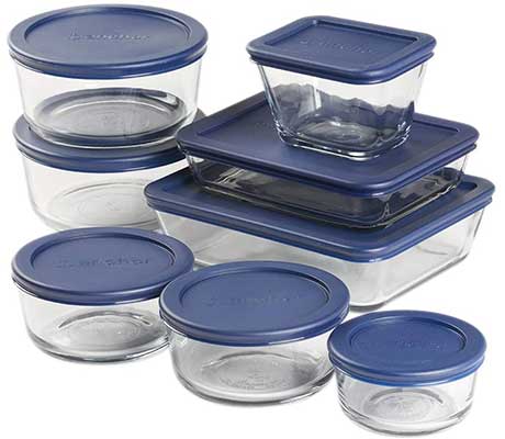 Anchor Hocking 16Piece Round &Rectangle Glass Food Container