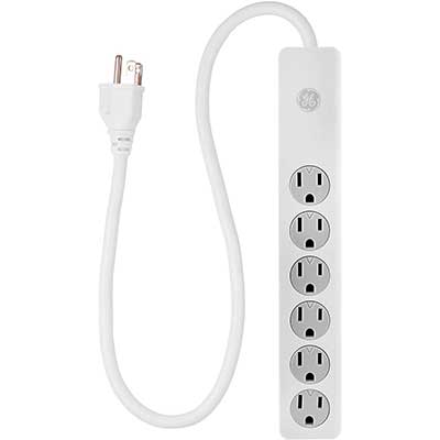 GE 6-Outlet Surge Protector, 2 FT Extension Cord